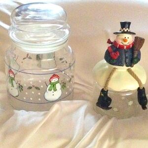Festive Snowman Glass Jar Set